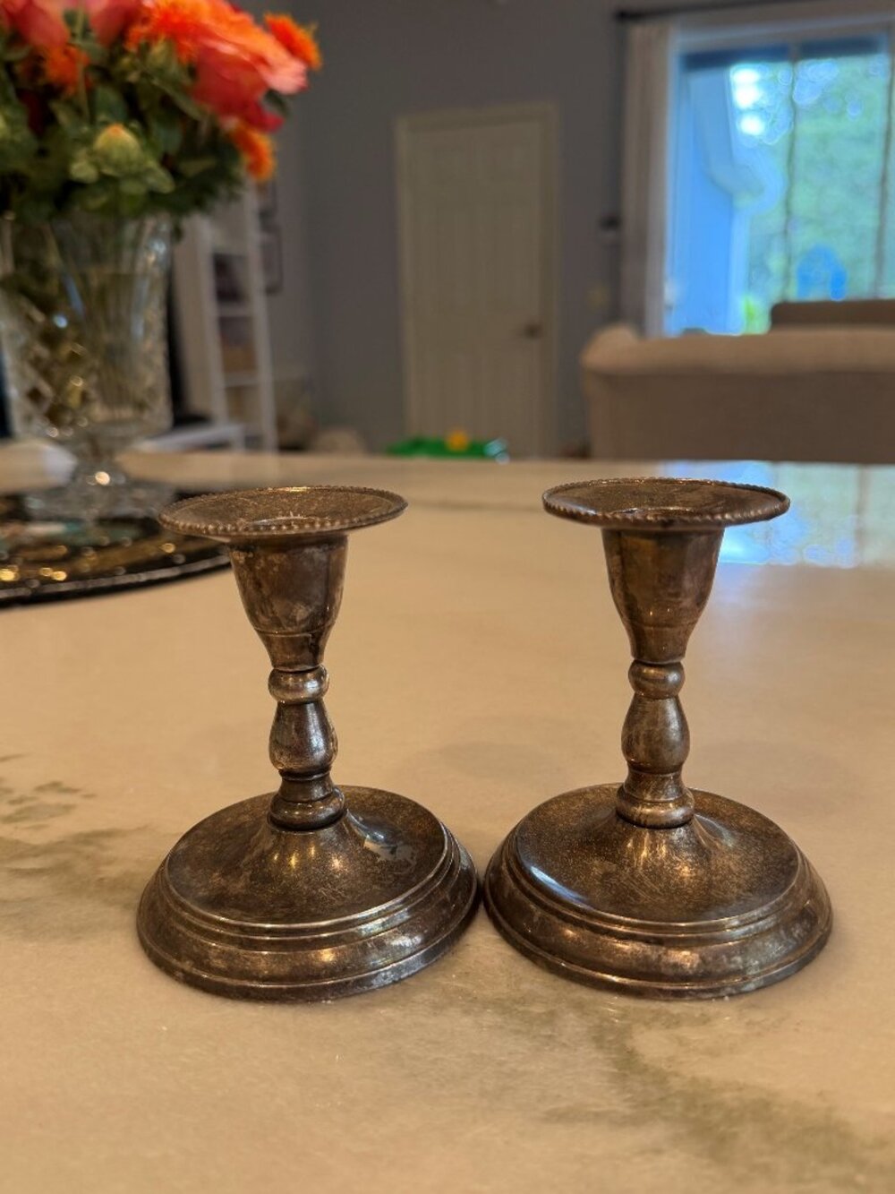 Vintage Silver Plated Taper Candlestick Holders Matching Pair